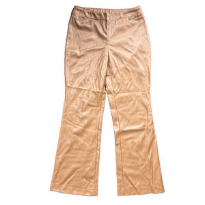 Andrew Marc New York Pants Womens Medium Brown Wide Leg Faux Leather Pull On EUC